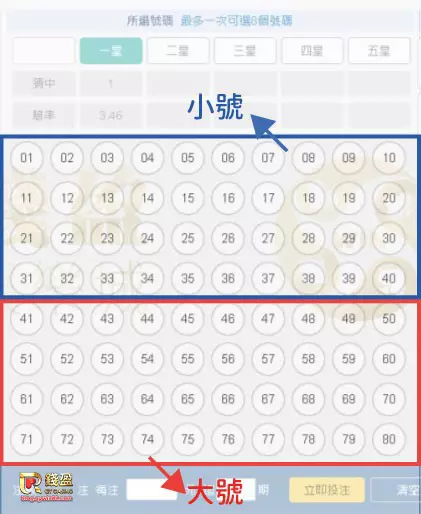 錢盈娛樂城:賓果賓果遊戲數字大號、小號說明